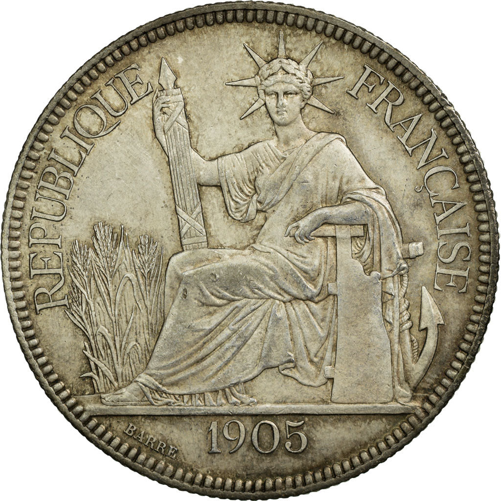 Moneta, INDOCINA FRANCESE, Piastre, 1905, Paris, SPL, Argento, KM:5a.1