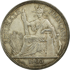 Moneta, INDOCINA FRANCESE, Piastre, 1905, Paris, SPL, Argento, KM:5a.1