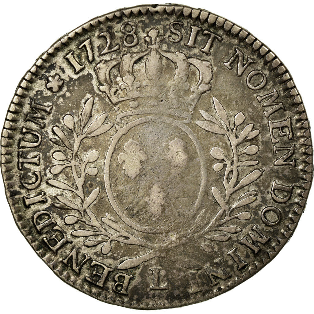 Münze, Frankreich, Louis XV, 1/2 ECU, 44 Sols, 1728, Bayonne, S, Silber