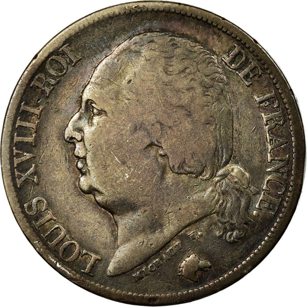 Moneda, Francia, Louis XVIII, Louis XVIII, 2 Francs, 1824, Paris, BC+, Plata