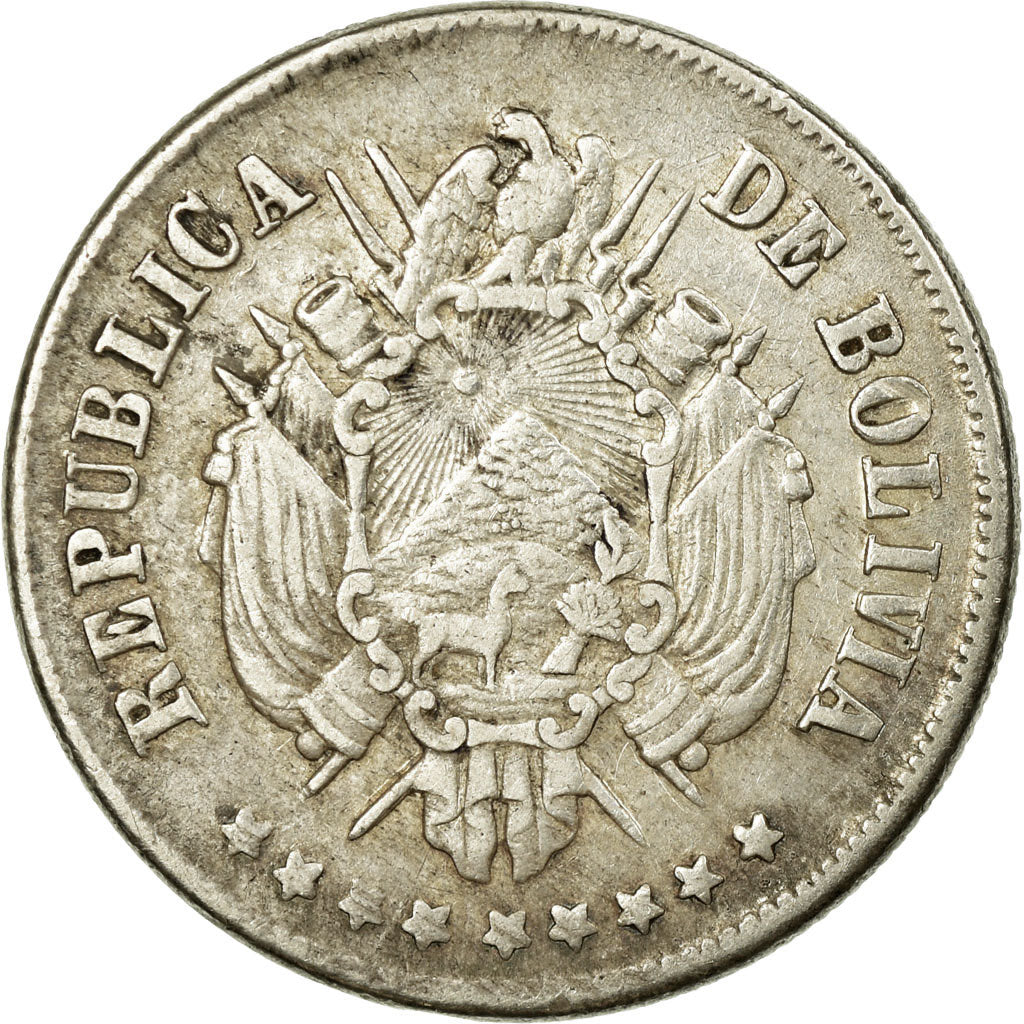 Coin, Bolivia, 20 Centavos, 1872, EF(40-45), Silver, KM:154.3