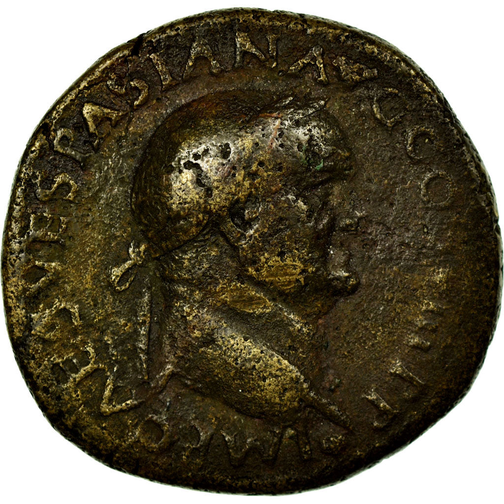 Moneta, Vespasian, As, 77-78, Lyon - Lugdunum, MB+, Rame, RIC:1217