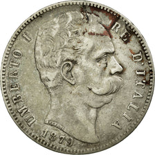 Moeda, Itália, Umberto I, 5 Lire, 1879, Rome, VF(30-35), Prata, KM:20