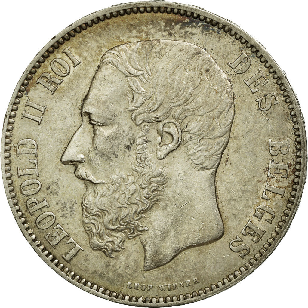 Moneta, Belgio, Leopold II, 5 Francs, 5 Frank, 1873, BB+, Argento, KM:24