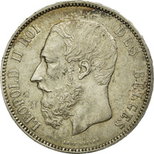 Moneta, Belgio, Leopold II, 5 Francs, 5 Frank, 1873, BB+, Argento, KM:24