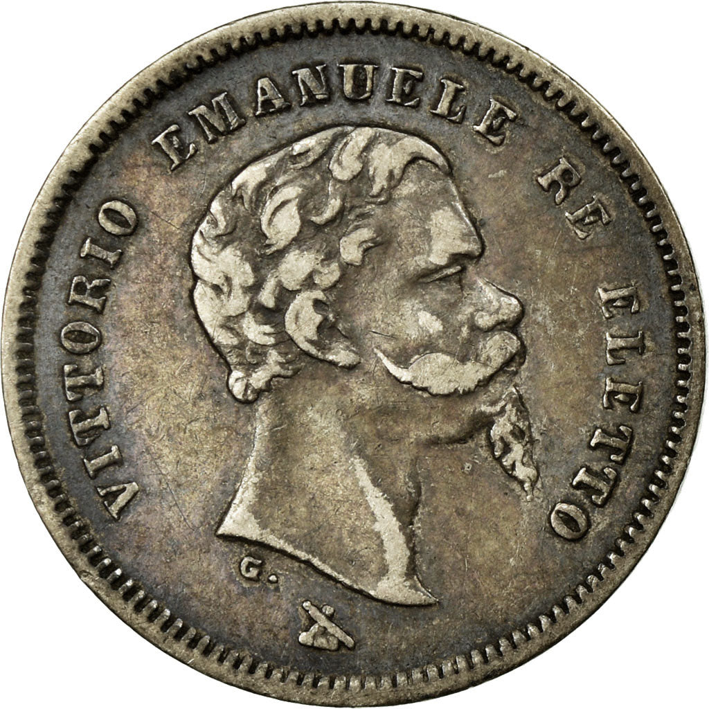 Coin, ITALIAN STATES, EMILIA, Vittorio Emanuele II, 50 Centesimi, 1860