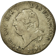 Monnaie, France, 15 sols françois, 15 Sols, 1/8 ECU, 1791, Lille, TB, Argent
