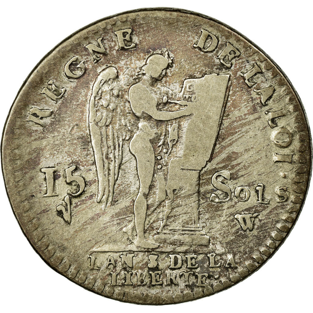 Monnaie, France, 15 sols françois, 15 Sols, 1/8 ECU, 1791, Lille, TB, Argent