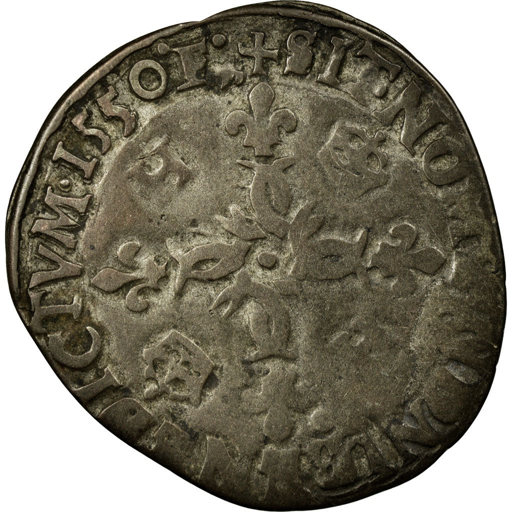 Moeda, França, Henri II, Douzain, 1550, AU(50-53), Lingote, Sombart:4380