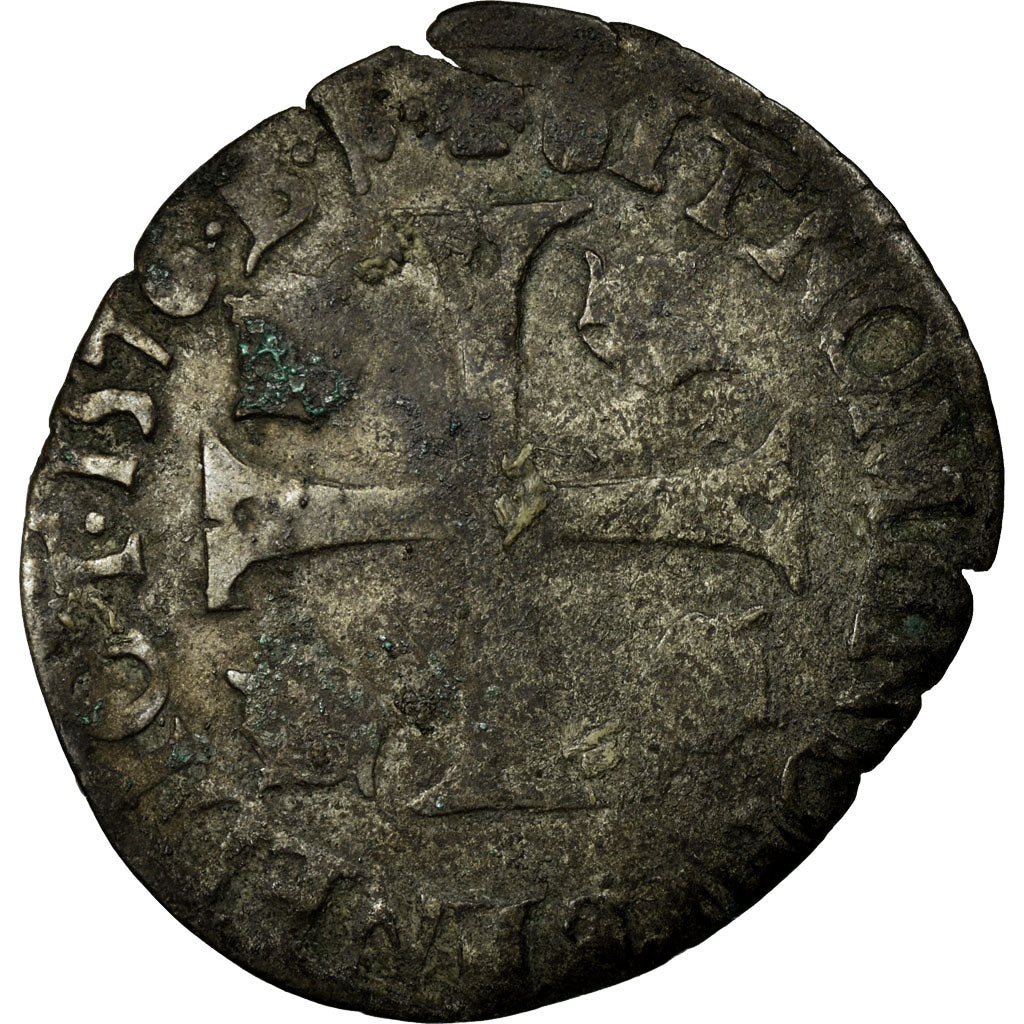 Moneta, Francia, Henri III, Douzain, 1576, Dijon, MB, Biglione, Sombart:4398