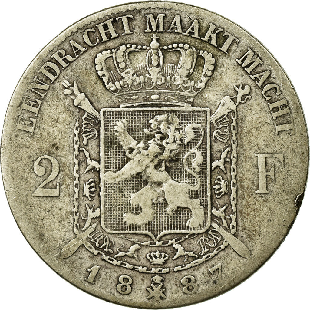 Monnaie, Belgique, Leopold II, 2 Francs, 2 Frank, 1887, B+, Argent, KM:31
