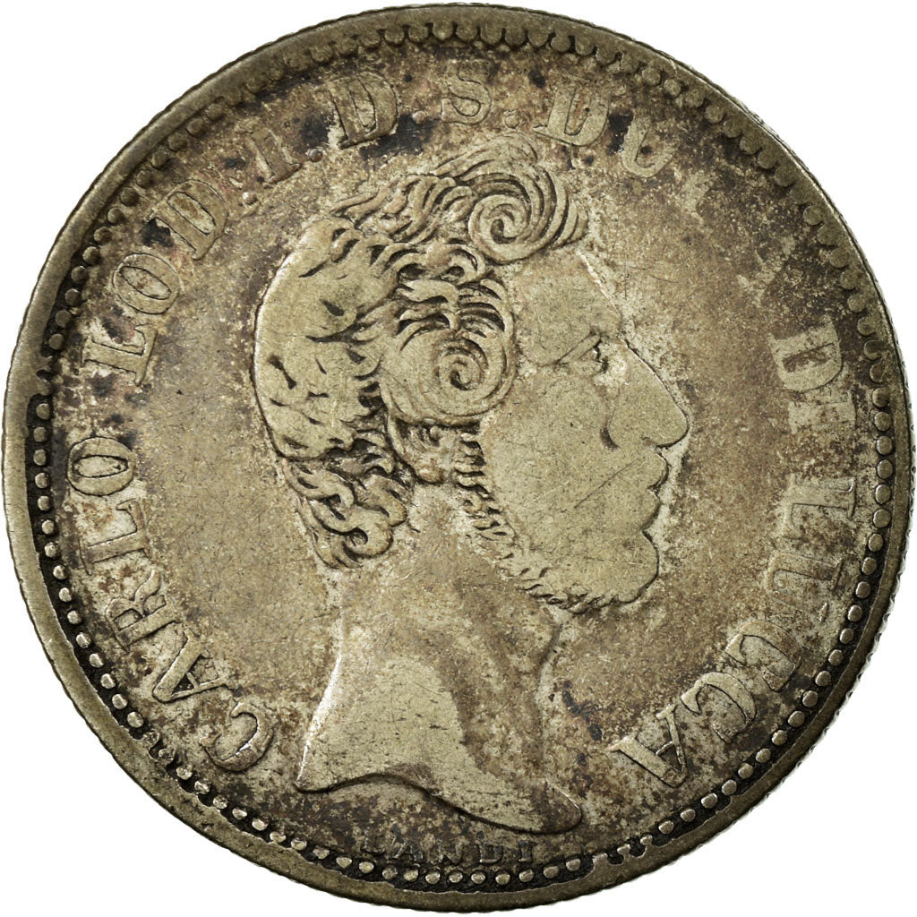 Coin, ITALIAN STATES, LUCCA, 2 Lire, 1837, F(12-15), Silver, KM:41