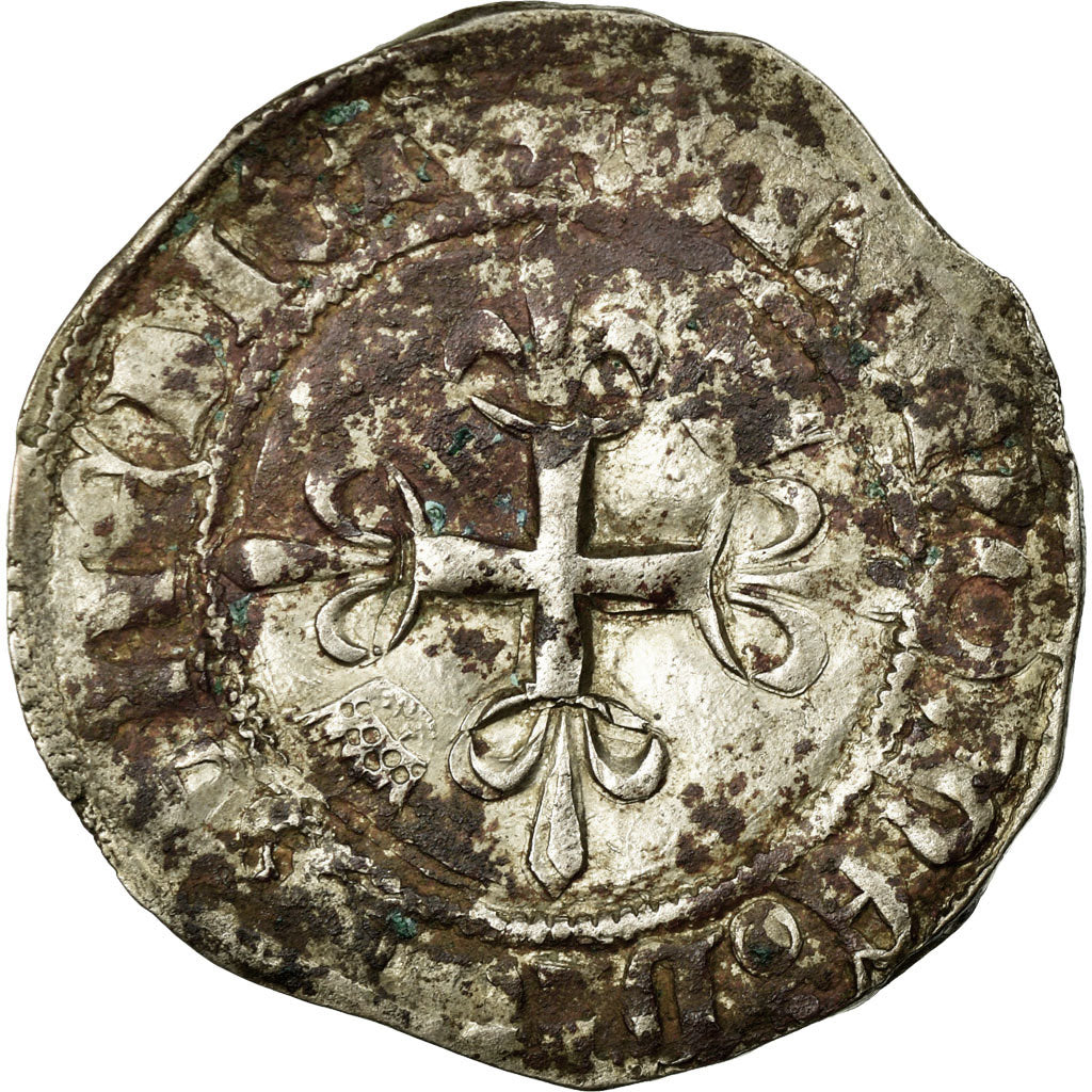 Coin, France, Charles VI, Florette, Saint-Pourçain, VF(20-25), Silver