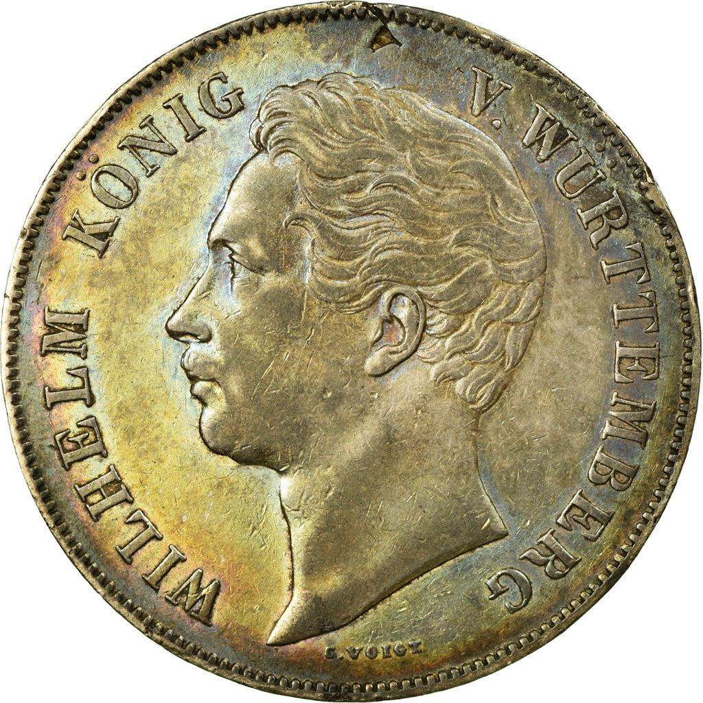 Coin, German States, WURTTEMBERG, Wilhelm I, 2 Gulden, 1847, EF(40-45), Silver