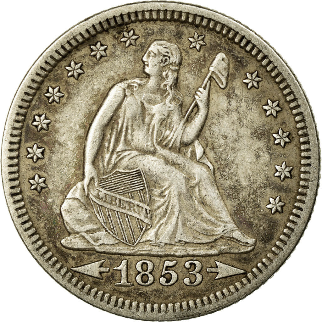 Coin, United States, Seated Liberty Quarter, Quarter, 1853, U.S. Mint