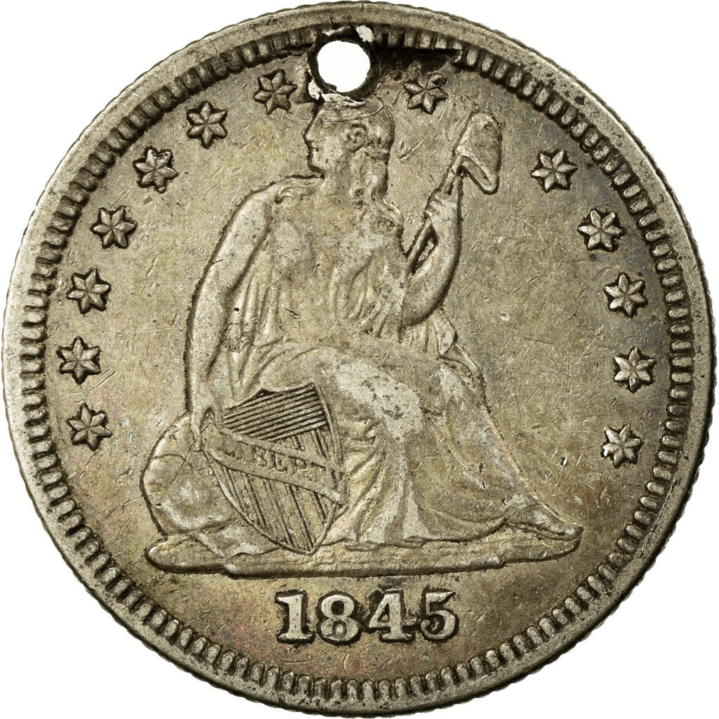 Coin, United States, Seated Liberty Quarter, Quarter, 1845, U.S. Mint
