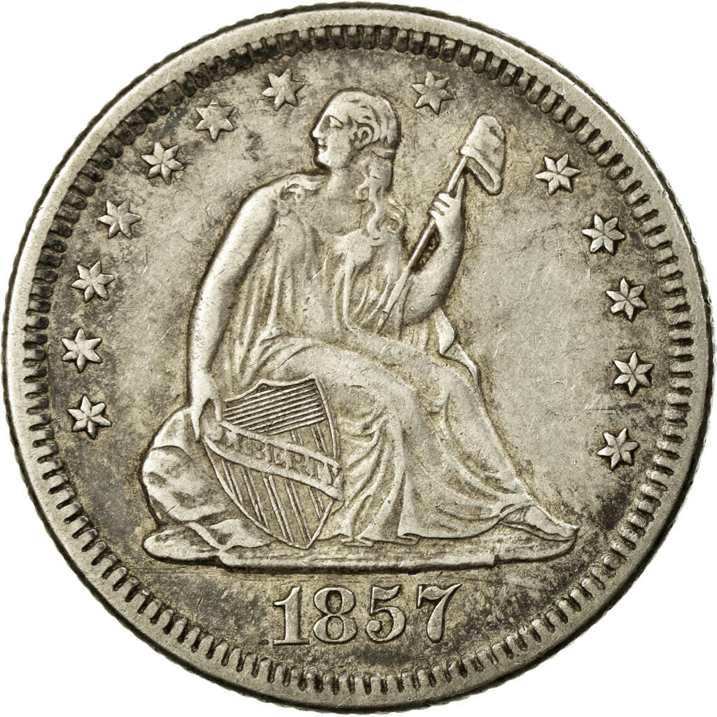Coin, United States, Seated Liberty Quarter, Quarter, 1857, U.S. Mint, New