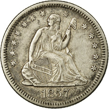 Coin, United States, Seated Liberty Quarter, Quarter, 1857, U.S. Mint, New