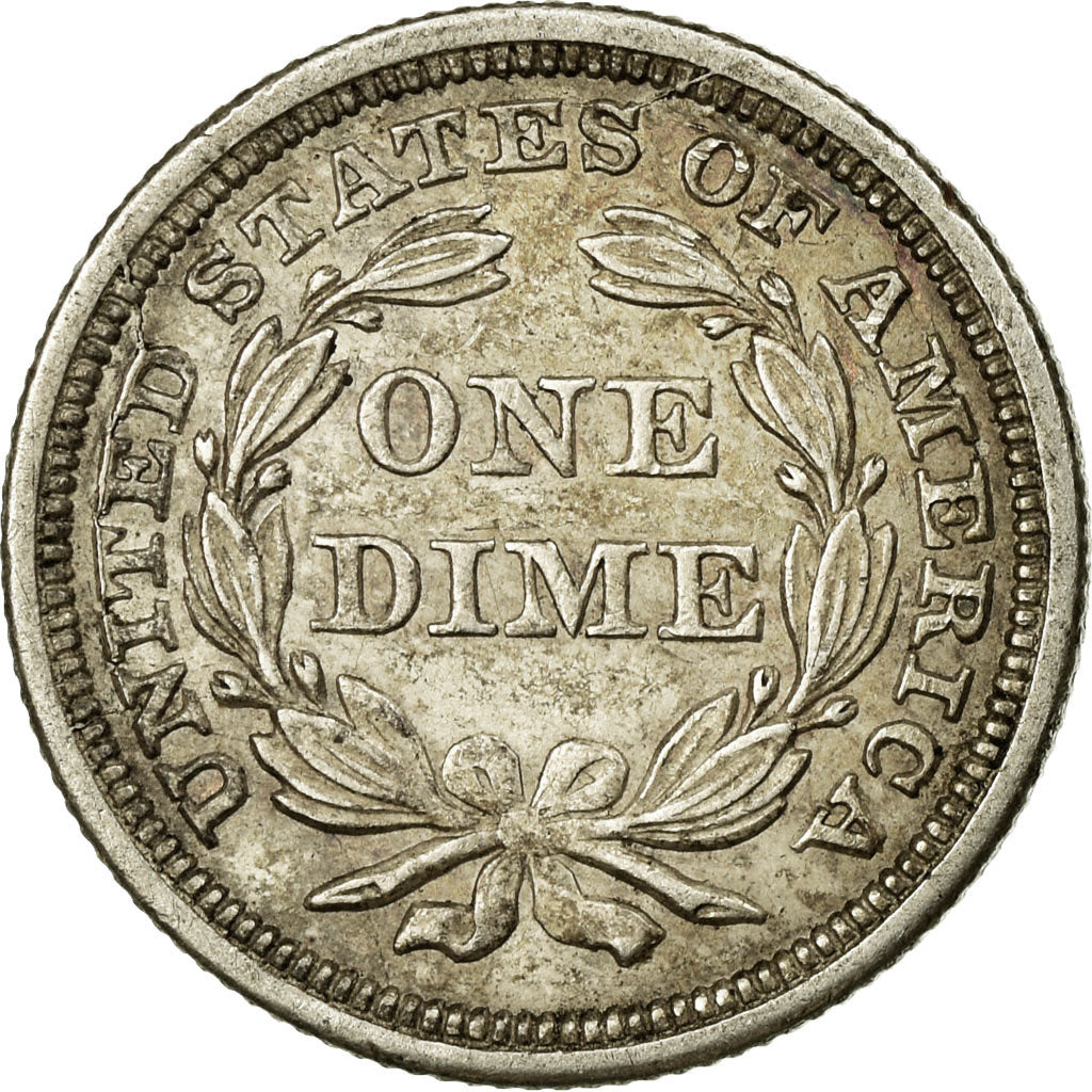 Coin, United States, Seated Liberty Dime, Dime, 1853, U.S. Mint, Philadelphia