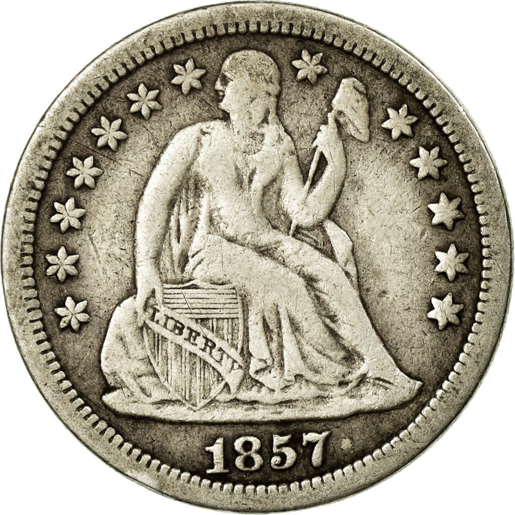 Coin, United States, Seated Liberty Dime, Dime, 1857, U.S. Mint, Philadelphia