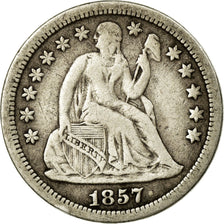 Coin, United States, Seated Liberty Dime, Dime, 1857, U.S. Mint, Philadelphia