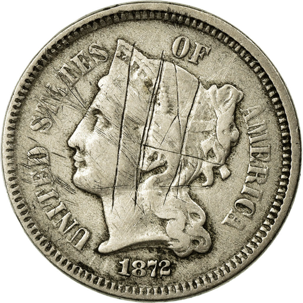 Coin, United States, Silver 3 Cents - Type 3, Silver 3 Cents, 1872, U.S. Mint