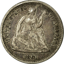 Coin, United States, Seated Liberty Half Dime, Half Dime, 1861, U.S. Mint
