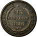 Munten, Haïti, 6 Centimes, 1846, ZF+, Koper, KM:28