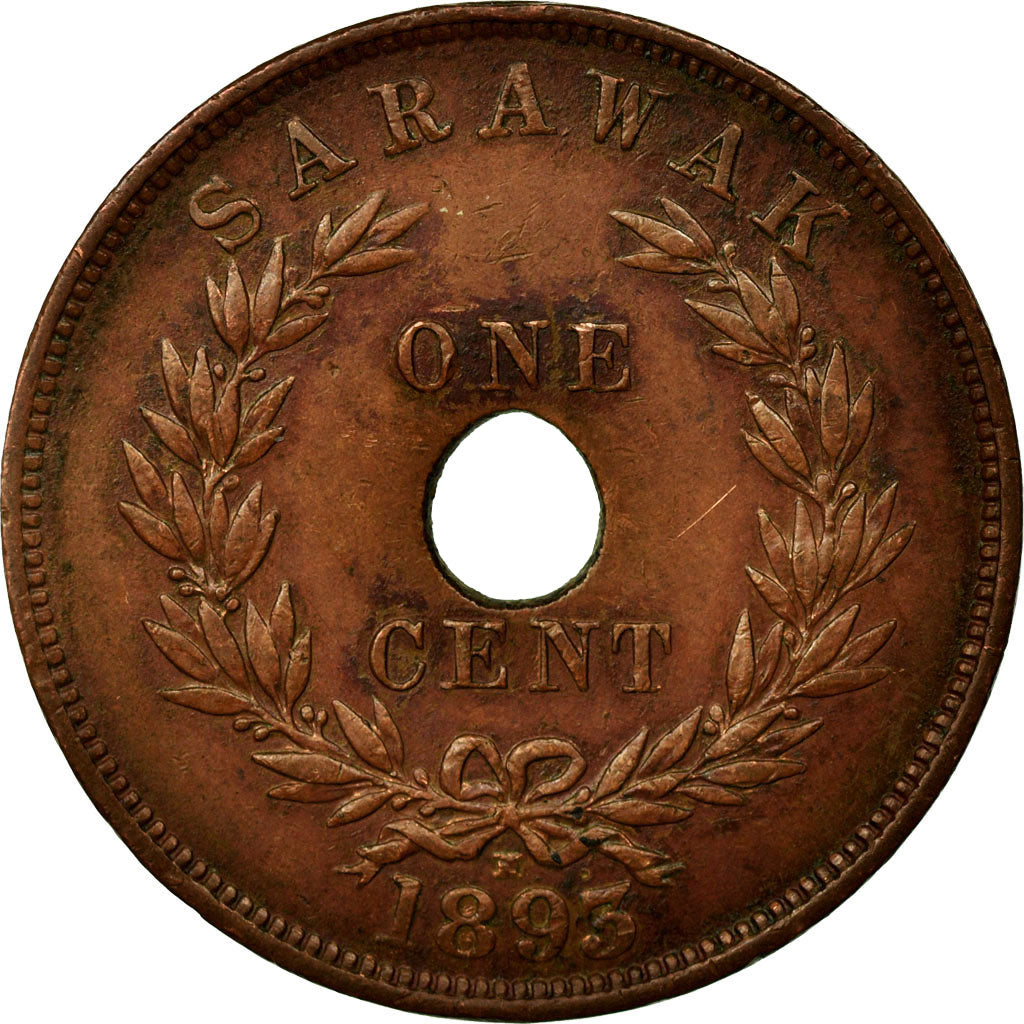 Coin, Sarawak, Charles J. Brooke, Cent, 1893, Heaton, Birmingham, AU(50-53)