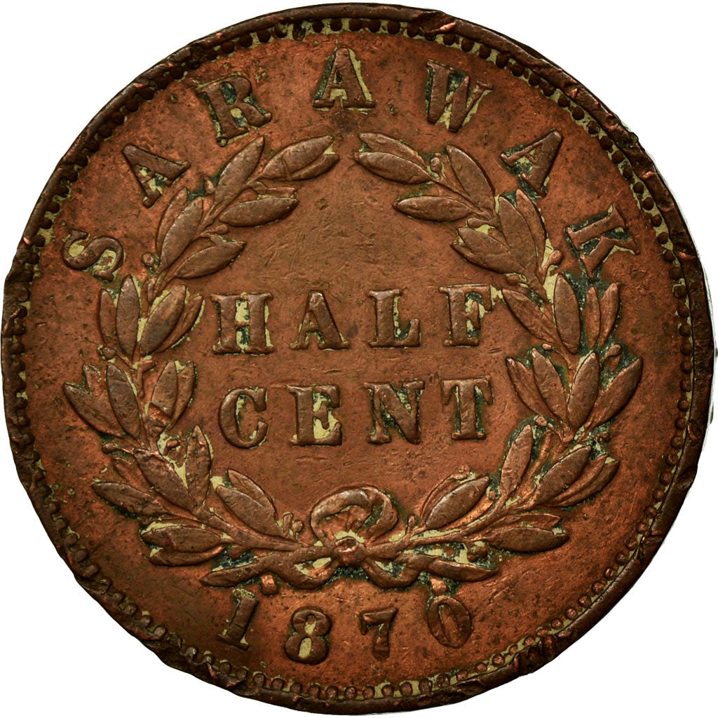 Coin, Sarawak, Charles J. Brooke, 1/2 Cent, 1870, Smith & Wright, Birmingham