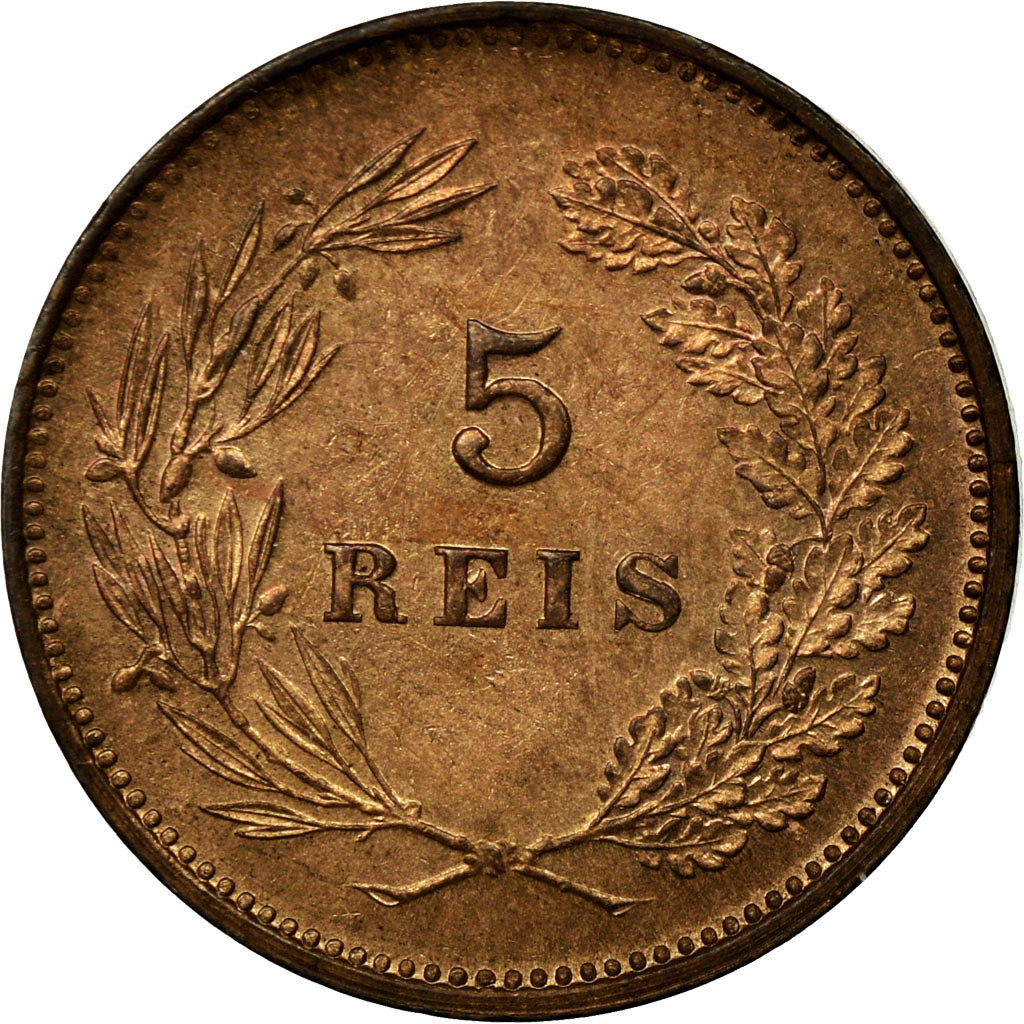 Moeda, Portugal, Carlos I, 5 Reis, 1893, MS(64), Bronze, KM:530