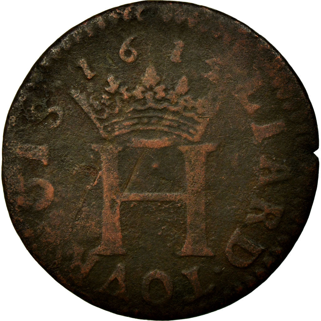 Coin, France, Liard tournois, 1615, Sedan, VF(20-25), Copper, Boudeau:1849