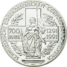 Switzerland, Token, Politics, Society, War, 1991, MS(60-62), Silver