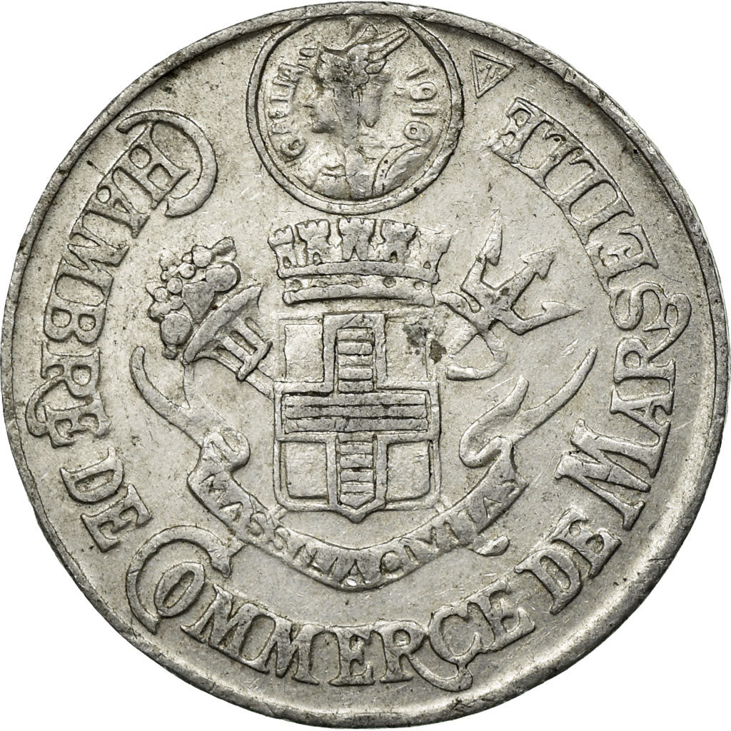 Moneta, Francja, Marseille, 5 Centimes, 1916, AU(50-53), Aluminium, Elie:10.1a