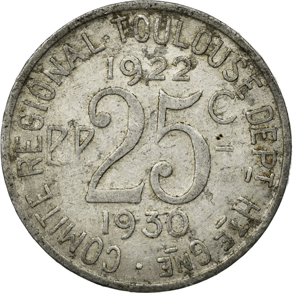 Münze, Frankreich, 25 Centimes, 1922, Toulouse, SS, Aluminium, Elie:15.9