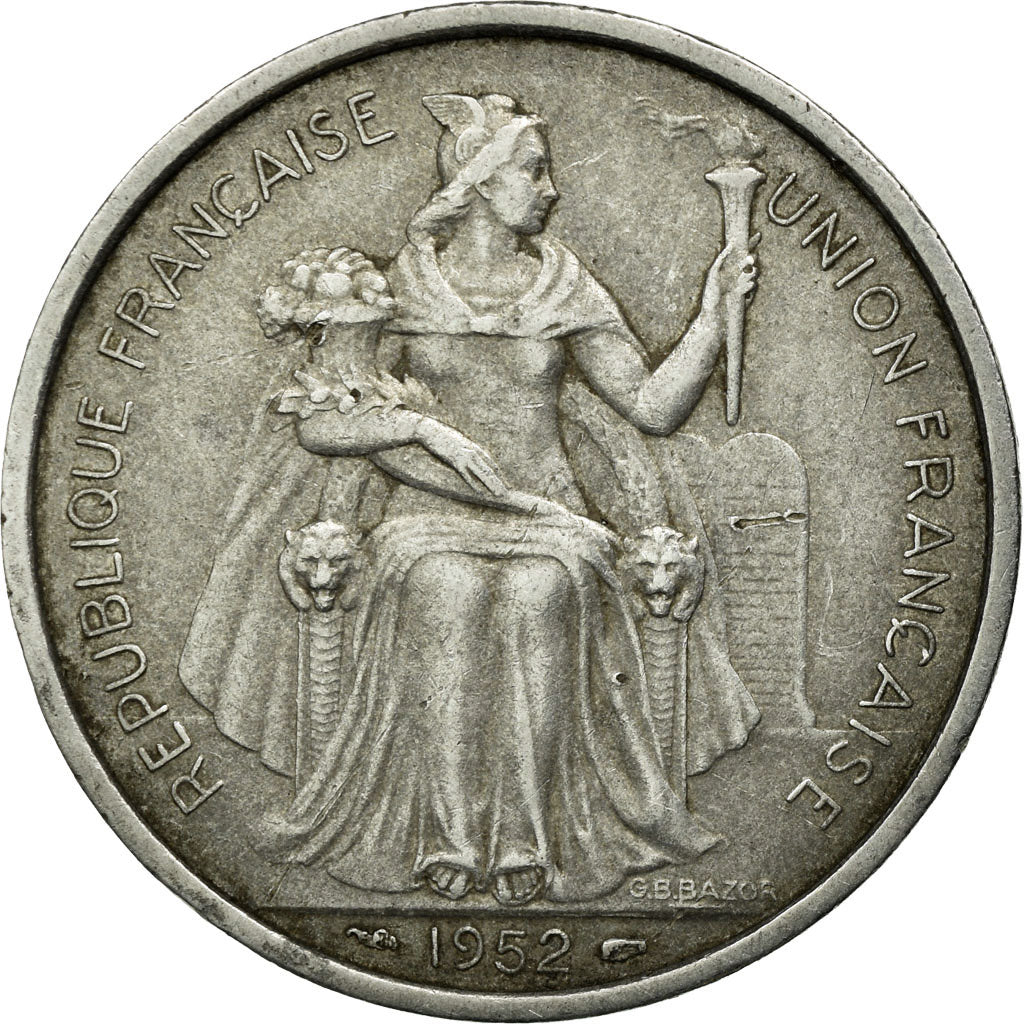 Coin, FRENCH OCEANIA, 5 Francs, 1952, AU(55-58), Aluminum, KM:4