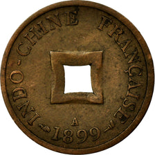Moneda, INDOCHINA FRANCESA, 2 Sapeque, 1899, Paris, MBC+, Bronce, KM:6
