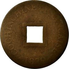 Coin, FRENCH COCHIN CHINA, 2 Sapeque, 1879, Paris, VG(8-10), Bronze, KM:2