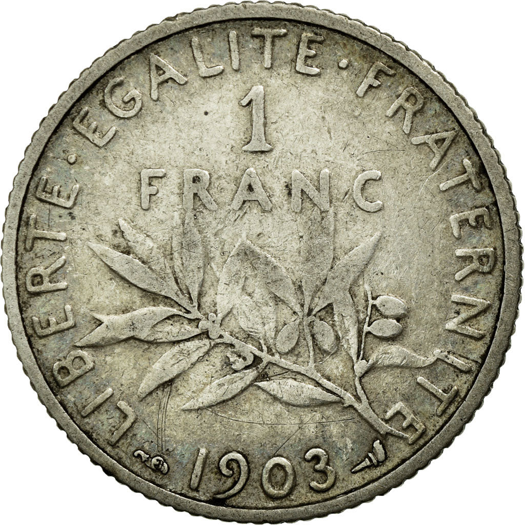 Coin, France, Semeuse, Franc, 1903, Paris, VF(20-25), Silver, KM:844.1