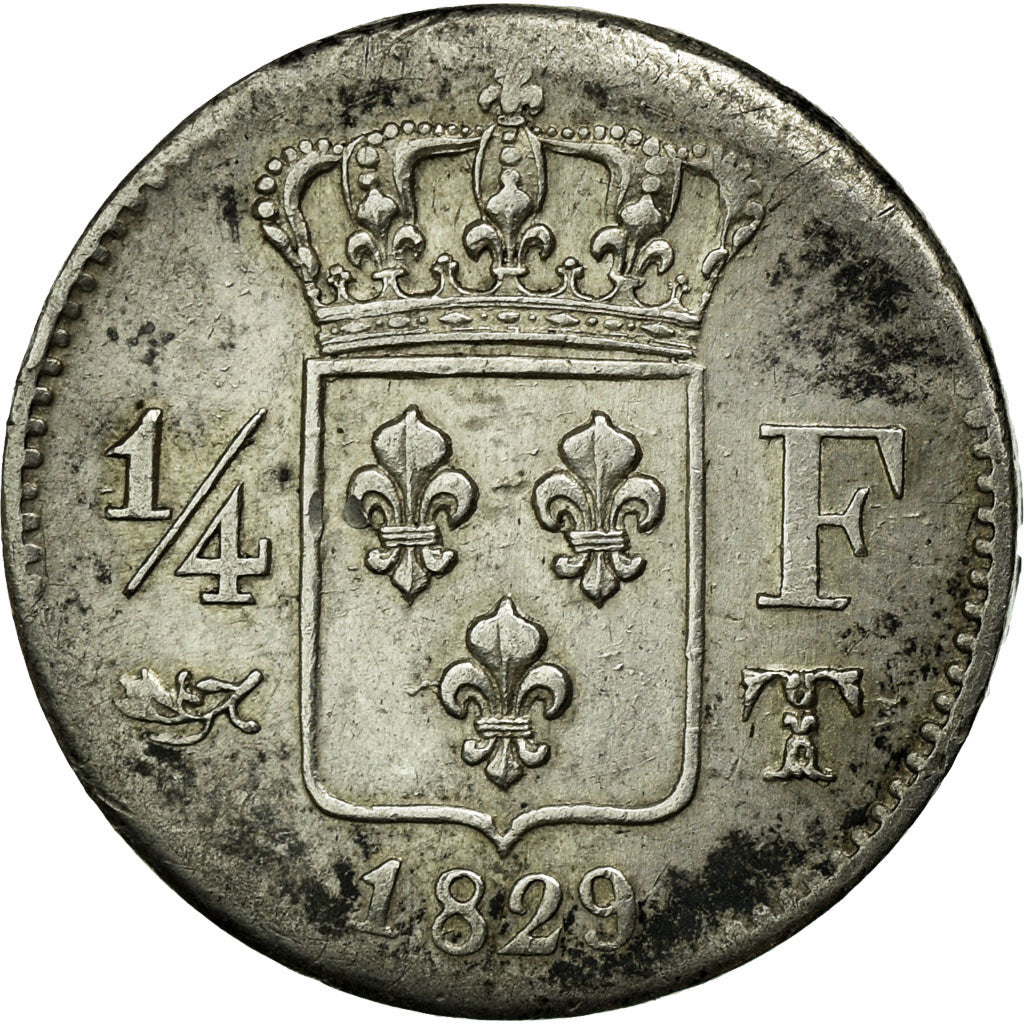 Moneta, Francja, Charles X, 1/4 Franc, 1829, Nantes, EF(40-45), Srebro