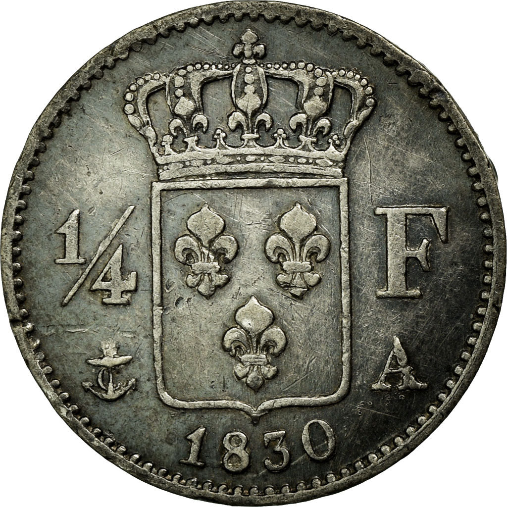 Coin, France, Charles X, 1/4 Franc, 1830, Paris, EF(40-45), Silver, KM:722.1
