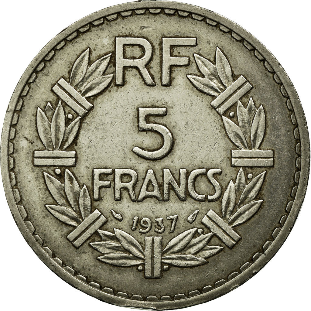 Coin, France, Lavrillier, 5 Francs, 1937, Paris, EF(40-45), Nickel, KM:888