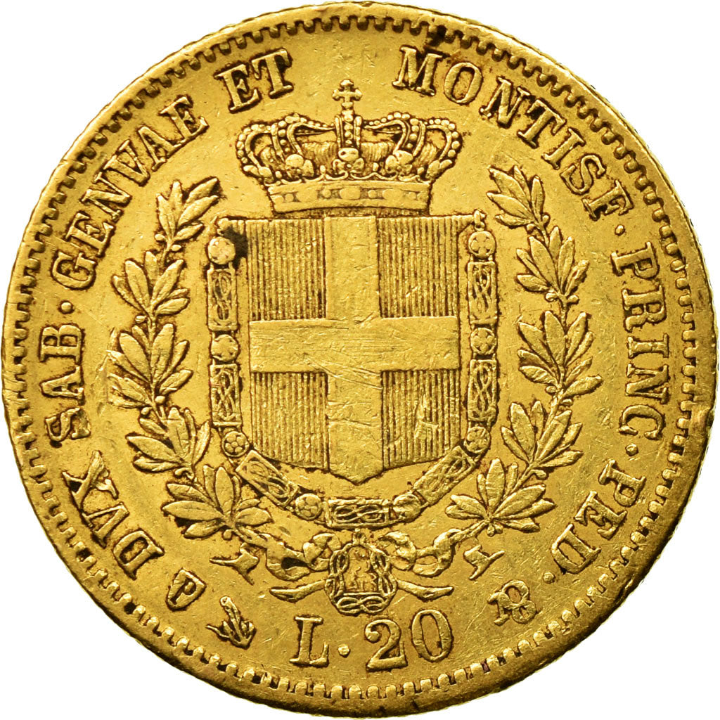 Coin, ITALIAN STATES, SARDINIA, Vittorio Emanuele II, 20 Lire, 1854, Genoa