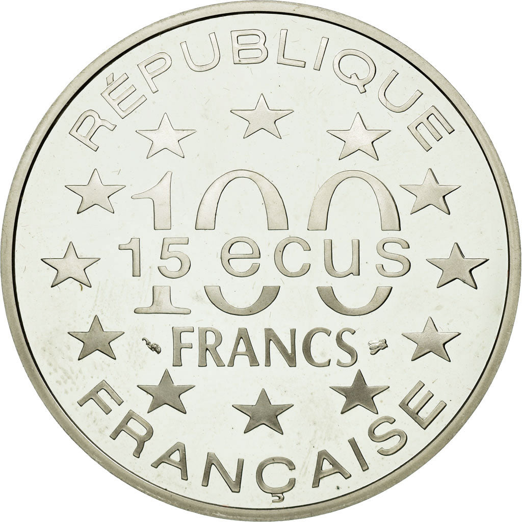 Moneda, Francia, 100 Francs-15 Ecus, 1993, Paris, EBC+, Plata, KM:1031