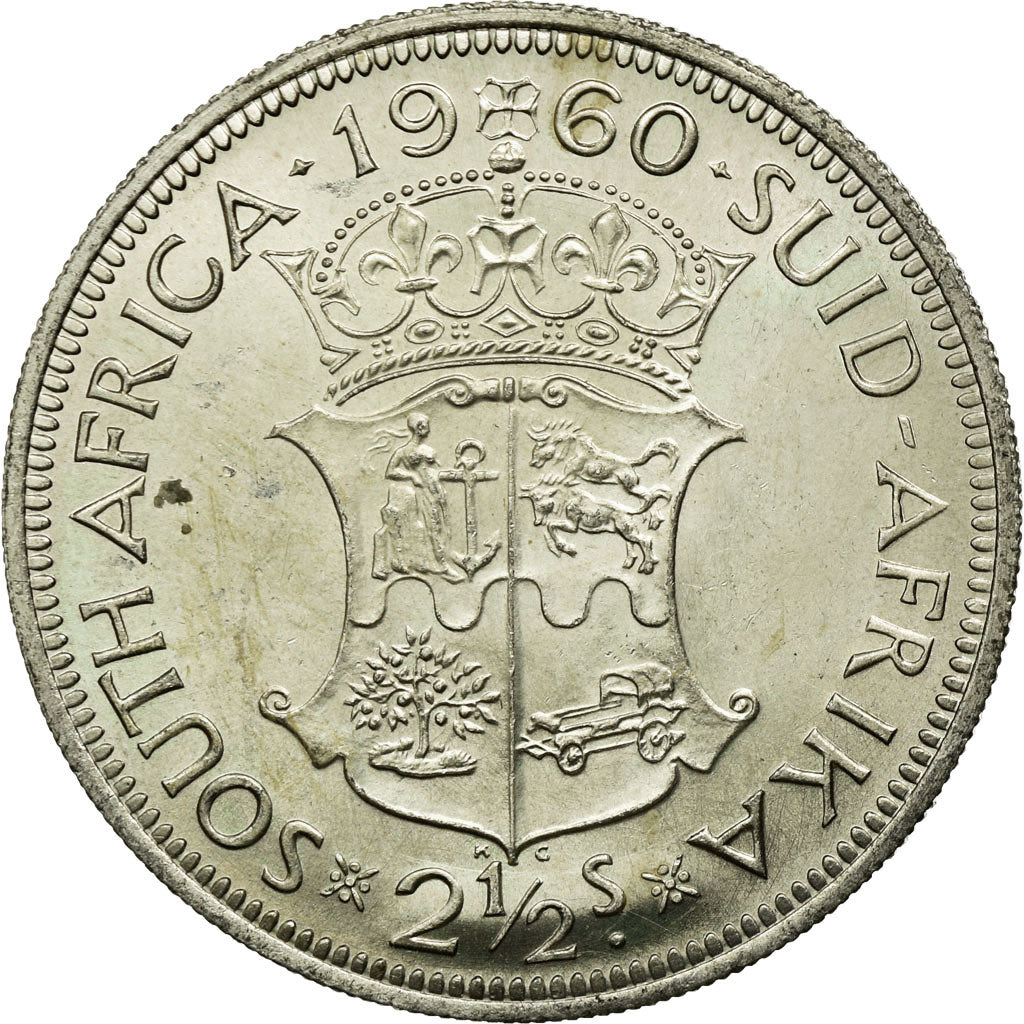 Monnaie, Afrique du Sud, Elizabeth II, 2-1/2 Shillings, 1960, SUP+, Argent