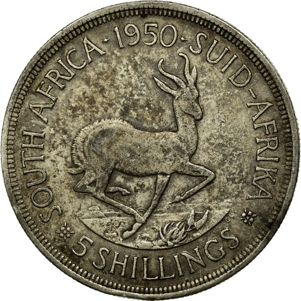 Coin, South Africa, George VI, 5 Shillings, 1950, AU(50-53), Silver, KM:40.1