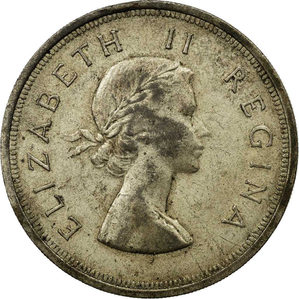 Coin, South Africa, Elizabeth II, 5 Shillings, 1958, EF(40-45), Silver, KM:52
