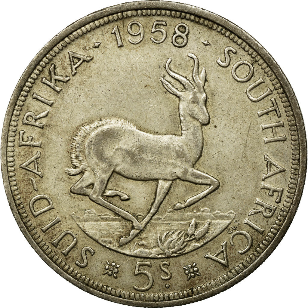 Coin, South Africa, Elizabeth II, 5 Shillings, 1958, EF(40-45), Silver, KM:52