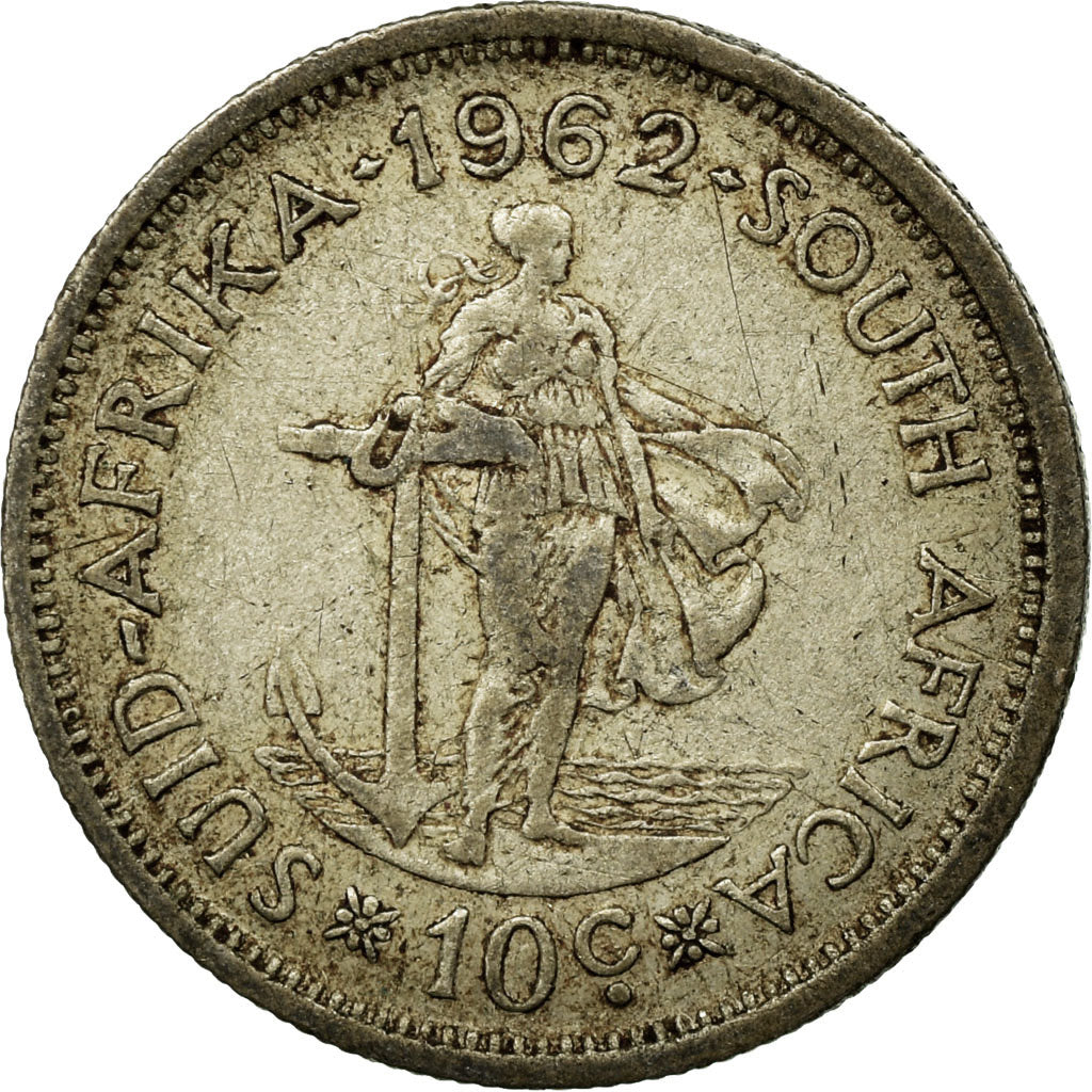 Moneta, Sudafrica, 10 Cents, 1962, BB+, Argento, KM:60