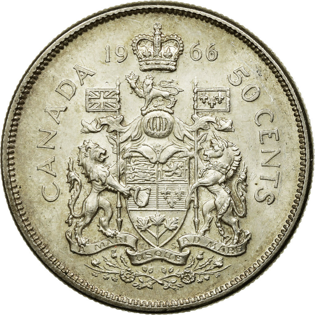 Coin, Canada, Elizabeth II, 50 Cents, 1966, Royal Canadian Mint, Ottawa